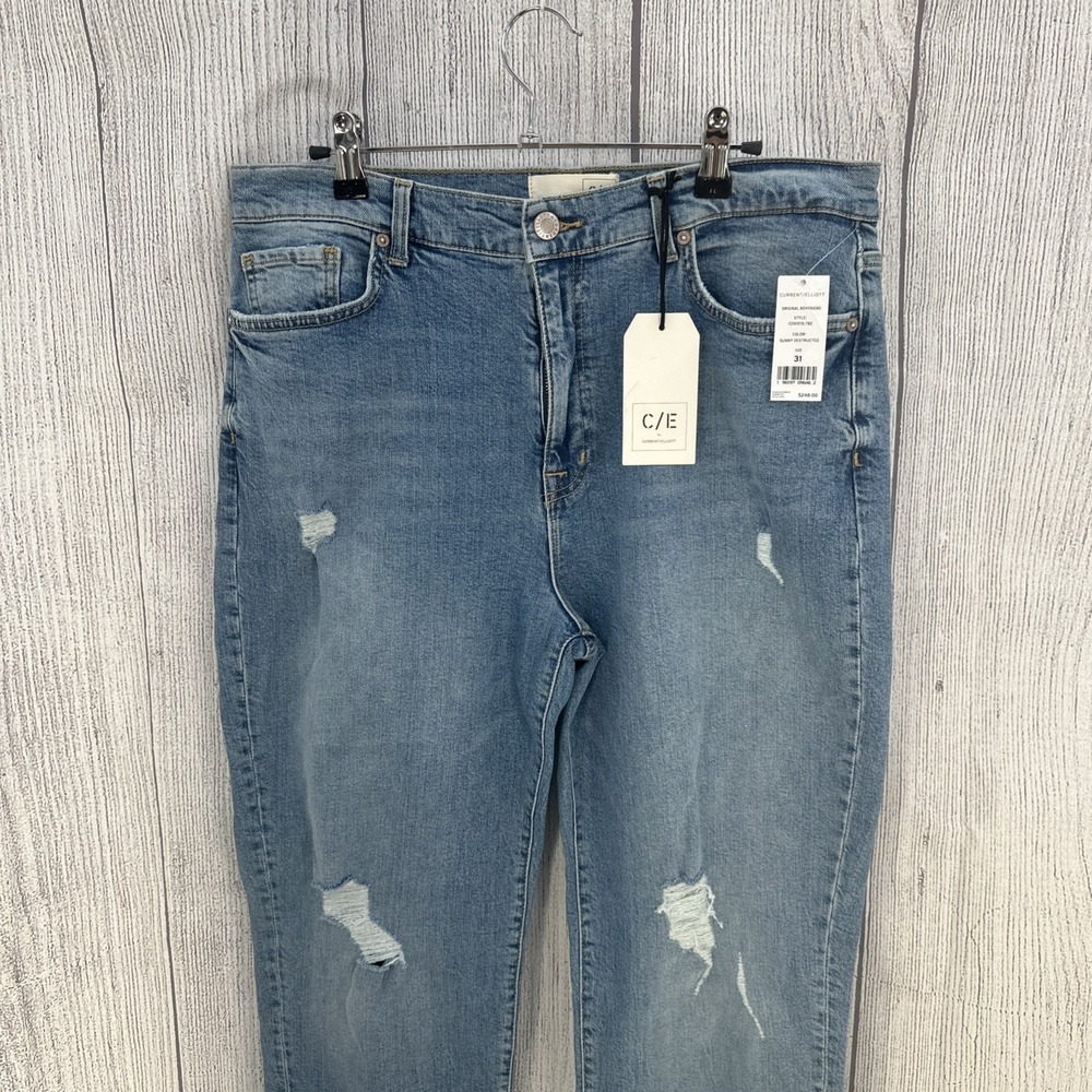 Current Elliott Jeans Women's 31 Sunny Destructed Original Boyfriend Distressed